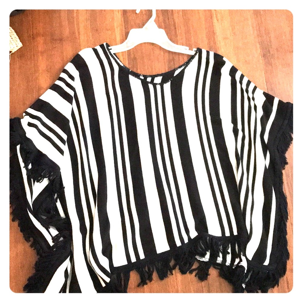 Black and white poncho